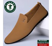 Zapatos casuales sin cordones transpirables de cuero genuino para hombre de PLOVER, calzado de verano moderno y versátil. 38 marrón