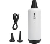 Bomba de aire eléctrica blanca para exteriores, pequeña, portátil, para uso doméstico, con cable de alimentación USB.