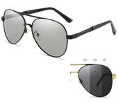Gafas de sol fotocromáticas polarizadas con montura de metal para hombre, diseño moderno, gafas de piloto para hombre, gafas de sol para conducir antideslumbrantes UV400 para hombre oro/negro