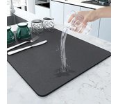 Esterilla de secado de vajilla de barro de diatomeas, esterilla de drenaje, esterilla absorbente antideslizante para máquina de café para mascotas 30*40 negro