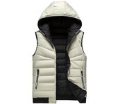 Chaleco de invierno para hombre Chaleco de algodón cálido con capucha de talla grande L negro