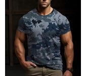 Camiseta de camuflaje 3D para hombre, ropa de moda para exteriores, informal, cuello redondo, manga corta, verano, calle, camisetas deportivas militares de gran tamaño para hombre XL