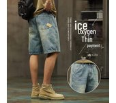 Pantalones cortos vaqueros de marca de moda de verano para hombre 2023, pantalones casuales de siete puntos M negro