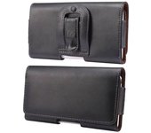 Funda con Clip para cinturón de teléfono móvil de 4,0-7,2 pulgadas para iphone 15 14 Pro Max Samsung S24 S23 Ultra Xiaomi, Funda de cuero para cinturón S negro