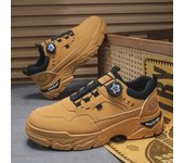 Botas de trabajo de cuero transpirables de caña baja para hombre, otoño 2024, suela gruesa, antideslizantes y modernas zapatillas deportivas para correr. 43