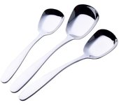 Cuchara de sopa portátil de acero inoxidable grueso con cabeza cuadrada plana, vajilla de cocina Large plata