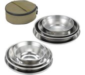 Vajilla CAMPING MOON de acero inoxidable, 12 piezas, incluye estuche de lona S395-3S