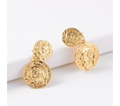 Pendientes de moneda de oro de avatar bañados en oro Diseño de nicho vintage de estilo arcaico medio de alta gama de gloria oscura oro