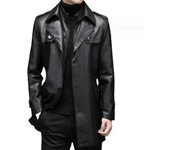 Abrigo de cuero genuino de otoño e invierno para hombre, ropa de invierno, nueva chaqueta de piel de oveja gruesa y cálida, gabardina informal de gran tamaño para hombre M negro