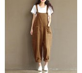 Moda Pantalones casuales de moda para mujer, monos, petos, pantalones largos, monos, tallas grandes S-5XL S café