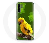 Coque pour Huawei P30 pro Oiseaux de Perruches jaune Fond Vert