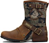 Botas vaqueras clásicas vintage hechas a mano y personalizadas de altura media para hombre, botas vaqueras cómodas y resistentes, botas de moto para hombre 39 beige