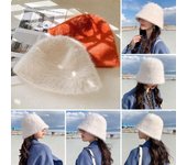 Gorra de pescador peluda, gorra de sol de felpa, sombrero panamá para exteriores para mujer azul claro