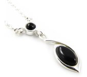 Les Trésors De Lily [H3481] - Collier Argent 'Déesse Noir de Jais' noir argenté (rhodié) - 25x5 mm negro