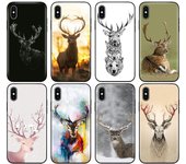 Funda de TPU negra para iPhone 5, 5s, SE 2020, 6, 6s, 7, 8 Plus, X, 10, XR, XS, 11 Pro, MAX, minimalista, con diseño de ciervo. iPhone SE 2020