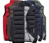 Chaleco de hombre, ropa de exterior, chaqueta, chaleco de algodón de plumón para hombre L caqui
