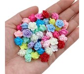 20 piezas flores tridimensionales crema cuentas sueltas de moda cuentas de rosas multicolor para fabricación de joyería DIY materiales hechos a mano rosa oscuro