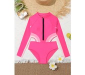 Traje de baño de una pieza para niñas, traje de baño de verano para playa, traje de baño para niñas de 5 a 14 años 110 rosa brillante