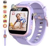 Reloj inteligente para niños, cámara selfie, juego de música, alarma, podómetro, grabación, celebración, entrada al jardín de infantes, juguetes para niñas y niños. púrpura