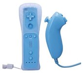 LADUU Mando inalámbrico Wiimote azul + muñeca + funda de silicona para Nintendo Wii WiiU OL
