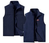 Chaleco de doble cara para hombre, chaleco para exteriores, multibolsa, más chaleco grueso de terciopelo, chaleco Polar L azul marino