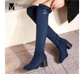 34-43 Zapatos de dos maneras, botas de montar de lado vuelto, botas altas hasta el muslo para mujer, botas de moto largas de felpa por encima de la rodilla para invierno 4.5 negro