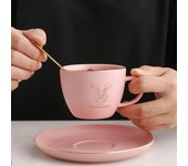 Juego de taza y platillo de café de cerámica para oficina, taza de té de la leche, regalo de cumpleaños, taza de jugo con cuchara, 200ML A