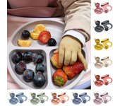 Juego de vajilla de silicona, ventosas, cuencos, cucharas, platos de comida complementaria de silicona para bebés, bolsillos para enjuague bucal, vajilla de alimentación One Size beige