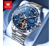 OLEVS Relojes de marca Moda Estrella Reloj Mecánico Hombres Negocios Hueco Impermeable Hombres Reloj Hombres