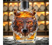 Decantador de whisky de 300 ml con forma de cabeza de lobo, de vidrio de borosilicato de alta calidad, con sello hermético. Wolf