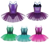Disfraz de hada bailarina para niña, disfraz para fiesta de graduación, vestido de baile de sirena con lentejuelas, Ropa de baile, leotardo gimnástico, vestido tutú de Ballet 5-6 Years rojo rosa