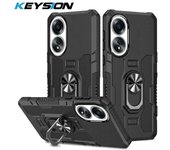 KEYSION Estuche de armadura a prueba de golpes para OPPO A58 A78 4G Silicona suave + PC Cubierta trasera del teléfono con soporte de anillo de metal para OPPO A17 K A78 A58 4G for OPPO A78 rojo
