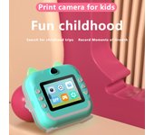 Cámara para niños portátil con impresión térmica instantánea, pantalla de 2,4 pulgadas, cámara digital para fotos, selfies, HD P-1 color rosa
