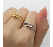 Anillos de cuentas giratorias de acero inoxidable, anillo antiansiedad, anillos antiestrés giratorios ajustables para mujeres y hombres, joyería de moda, regalo oro