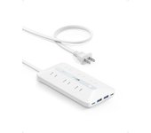 Cable de alimentación de CA con regleta USB Anker con suministro de energía técnico PSE Compatible con MacBook PD Windows PC iPad iPhone Galaxy Android Smartphone blanco