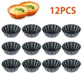12 moldes reutilizables de acero al carbono para tartaletas de huevo, crisantemos, magdalenas, galletas, pudines, antiadherentes, para hornear pasteles, huevos y repostería.