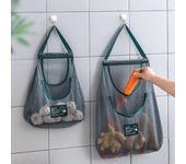 Bolsa de almacenamiento de malla de PVC portátil, bolsa de almacenamiento reutilizable para frutas y verduras, accesorios de cocina, bolso lavable Single layer 30*40cm