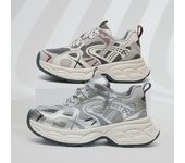 Zapatos retro de papá para mujer 2025: Zapatillas deportivas informales ligeras, de suela gruesa, antideslizantes, que mejoran la altura, transpirables y suaves. Size 39 gris-azul