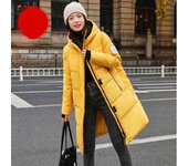 Chaqueta de plumón de ganso de otoño e invierno para mujer, chaqueta de plumón de longitud media, chaqueta de plumón de gama alta M amarillo