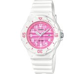 Reloj analógico CASIO para niños, económico, con estampado de cuadros en blanco brillante y rosa, modelo internacional [Casio] LRW-200H-4CV para mujer [Artículo]