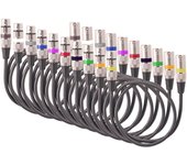 Paquete de 10 cables XLR de 1,5 M, Cables de micrófono circulares coloridos, Cable de luz de escenario DMX, 3 pines macho a hembra negro