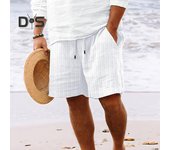Pantalones cortos casuales de verano para hombre, pantalones cortos con cordón ajustable y cintura elástica con bolsillos reforzados, pantalones cortos de pierna ancha de Color sólido 2XL blanco