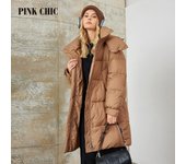 PINK CHIC 2023 abrigo de invierno para mujer, chaquetas de plumón, moda acogedora, cálido, con cordones, larga con capucha, Parka informal para mujer W8258 M
