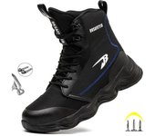 Botas de trabajo de alta calidad y moda, zapatos de seguridad de lujo para hombres, zapatos de trabajo a prueba de pinchazos, zapatillas de deporte con punta de acero, zapatos indestructibles 45 negro