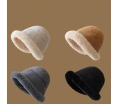 Sombrero de pescador de felpa para mujer, cálido y esponjoso gorro de pescador de piel sintética, esquí de invierno al aire libre, resistente al viento, cálido forro polar one average size negro