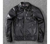 La primera capa de piel de vaca suave y fina Chaqueta de cuero Chaqueta de cuero delgada estilo motocicleta para hombre S