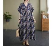 DIMANAF 2023 Vestido de camiseta de verano de talla grande de manga corta con estampado floral para mujer Vestido suelto de punto a rayas Vestidos casuales de playa Sólido O-cuello femenino one size azul marino