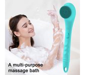 Juego de cepillos de ducha eléctricos recargables, 4 cabezales de cepillo, mango largo, cepillo giratorio para la piel, limpieza, masaje, exfoliación, batería de 1200 mAh, 2 velocidades, resistente al agua verde