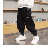 Pantalones de moda con cordón para niños, pantalones casuales holgados de tendencia, pantalones deportivos nuevos, pantalones para niños 120 gris claro