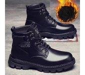 Botas de ante de moda de invierno para hombre Zapatos casuales de cuero de tobillo alto todo fósforo 39 negro